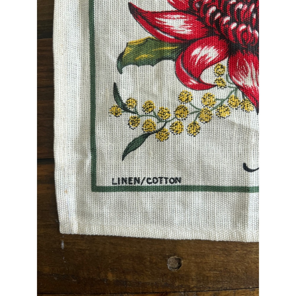 NEIL Tea Towel 1999 Calendar Australian Wildflowers Vintage OS Cream Linen - Picture 4 of 7